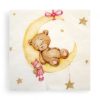 Servietten für Baby Mädchen. 20 Stück. Bär, der auf dem Mond mit Puppe schläft. Für die Taufe.