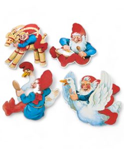 Kartongnisser av Vilhelm Hansen – 30 cm. 4 stk. pr. pose. Til oppheng og julepynt