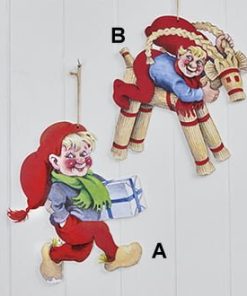 Alternative view of Weihnachtswichtel mit Weihnachtsgeschenk aus Holz von Vilhelm Hansen – 30 cm. Bemalter Weihnachtsschmuck