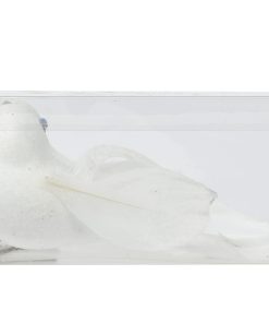 Vögel zur Dekoration in WEISS mit Glitzer. Plastikvögel. 2 Stück mit Federn und Clips.