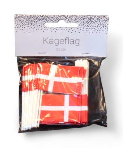 dannebrogsflag i papir til bordpynt på kager til fester
