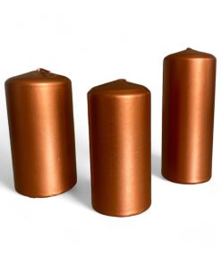 Kobber farvede stearinlys i tre forskellige højder