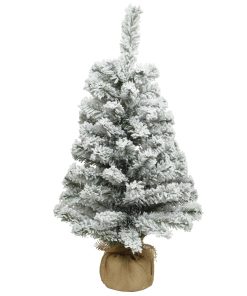 kunstigt juletræ med snedrys i jute potte og højde på 60 centimeter