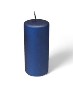 jeansblå bloklys med meltaloverflade på 6,8 x 15 centimeter