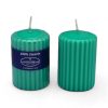 Blockkerze SØ GRÜN mit Rillen, 6,8 x 10 cm. Reine Stearinkerze mit "Lyngby Rillen"