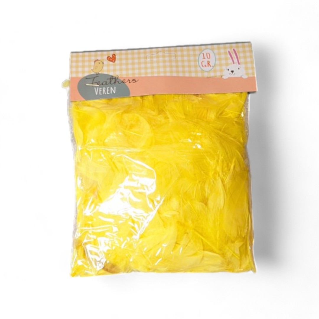 Beutel mit Federn. GELB. Für DIY-Projekte. 10 Gramm.