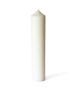 Hoch schlanke Kerze WEISS. Reines Stearin. 7 x 34 cm.