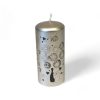 Blockkerze SILBER mit Druck 5,8 x 13 cm.