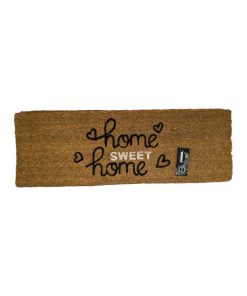 Rektangulær dørmatte av kokos med "home SWEET home". Måler 25 x 75 cm.
