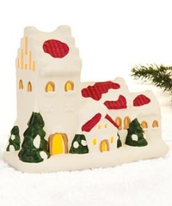 kirke med led lys til julelandskaber