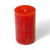 Rustikale ROT durchgefärbte Blockkerze aus Paraffin. 6 x 10 cm.