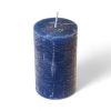 Rustikale DUNKELBLAUE durchgefärbte Blockkerze aus Paraffin. 6 x 10 cm.
