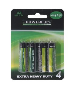Kraftfulle batterier AA. 4 stk. Lang levetid. 1,5 V