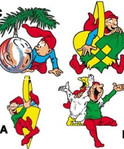 Alternative view of Bramming Wichtel, der in einem Spitztüten hängt. Aus Holz zum Aufhängen. Misst 25 cm.