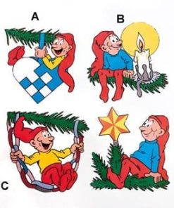 Bramming Wichtel, der an der Spitze des Weihnachtsbaums sitzt. 40 cm. Pobra Weihnachten