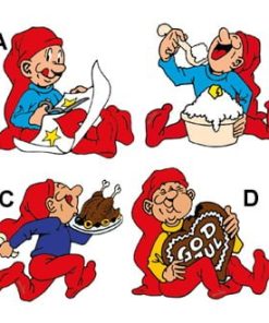 Alternative view of Bramming Wichtel, der mit der Weihnachtsente läuft. Aus Holz zum Aufhängen. Misst 40 cm.