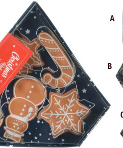 Ausstechformen mit Rentier, Stock, Weihnachtssocke, Stern und Blatt