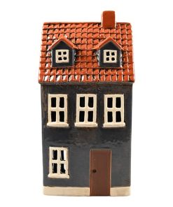 Keramikhaus für Teelichter. Blaues Hochhaus 24 x 12 x 7 cm.