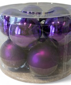 10 styk adventslilla blanke og matte glas julekugler på 6 centimeter