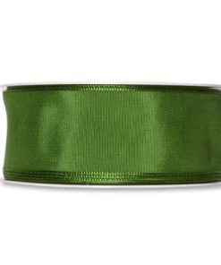 Dekorationsband mit Draht MOOSGRÜN. 40 mm. x 25 m.