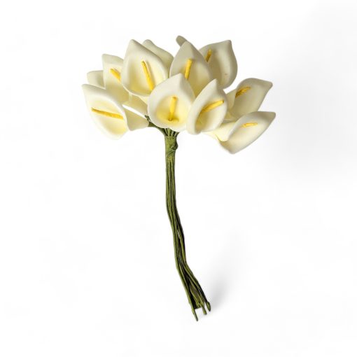 Künstliche cremefarbene Calla auf grünem Draht. 16 cm. Bdt. 6 Stk. – auch für den Außenbereich