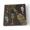 Neujahrsservietten, FROKOST, schwarze mit Champagnerflasche und Glas mit Text. 20 Stk.