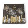 Neujahrsservietten, FROKOST, schwarz mit Gold- und Silber-Neujahrsmotiv von Großstadt. 20 Stk.