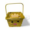 Osterkorb aus Bambus mit Huhn. Gelb mit Henkel