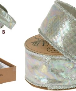 Dekorasjonsbånd med tråd, grønnlig metallic, 38 mm