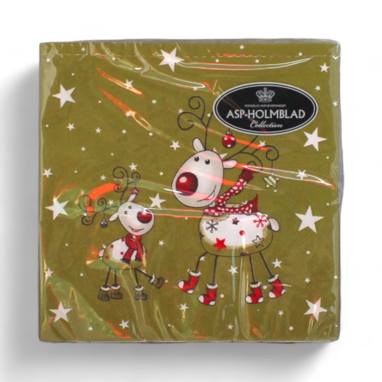 Servietten für Weihnachten, GRÜN mit Rudolf mit der roten Nase, 20 Stück Mittagessen Servietten