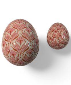 100 millimeter stor og 65 millimeter lille påskeæg med pink blomstermønstre