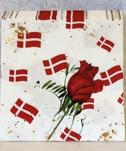 servietter til studenten med rød rose og flag til studenterfesten