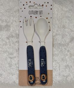 melamin bestik med ske og gaffel med motiv af løve til børn