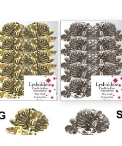 pakke med ti lysholder med klemme til juletræ i sølv