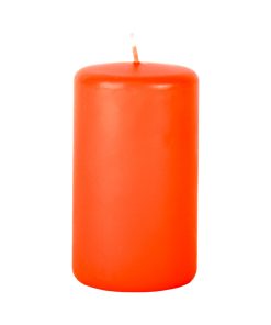 Bloklys i orange farve, måler 6,8x12 cm, placeret på hvid baggrund.