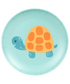 Tallerken med skildpadde, melamin, 21 cm, på hvid baggrund.