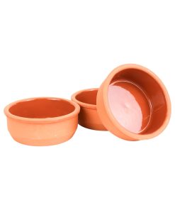 Terracotta skål, 12 cm, sæt af 3 stk., på hvid baggrund.