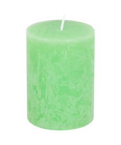 HELLGRÜN rustikale Blockkerze, durchgefärbt  5,7 x 7,8 cm.