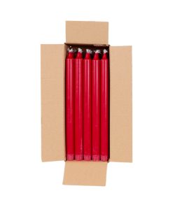 Kronelys, MØRK RØD, 27,5 cm., 100% ren stearin (20 stk.)