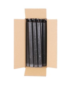 Kronelys, SORT marmoreret, 24 cm., 100% ren stearin (18 stk.)