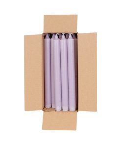 Kronelys, LAVENDEL LILLA marmoreret, 24 cm., 100% ren stearin (18 stk.)