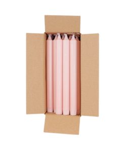 Kronelys, LYS PASTEL ROSA, 24 cm., 100% ren stearin (18 stk.)
