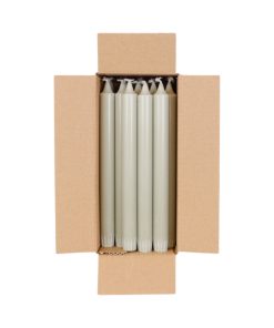 Kronelys, LYS STØVGRØNN, 24 cm., 100% stearin (18 stk.)