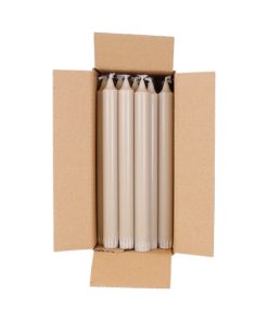 18 styk lys beige kronelys på 24 centimeter i 100% ren stearin til lysestager og fester