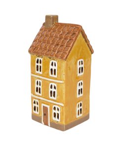 Alternative view of Keramikhaus für Teelichter, gelbes Hochhaus