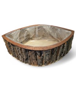 Oval kurv med plastik. 37 x 10,5 cm. Til dekorationer