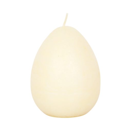 Eggformet stearinlys, gjennomfarget kremfarget, 8 cm.