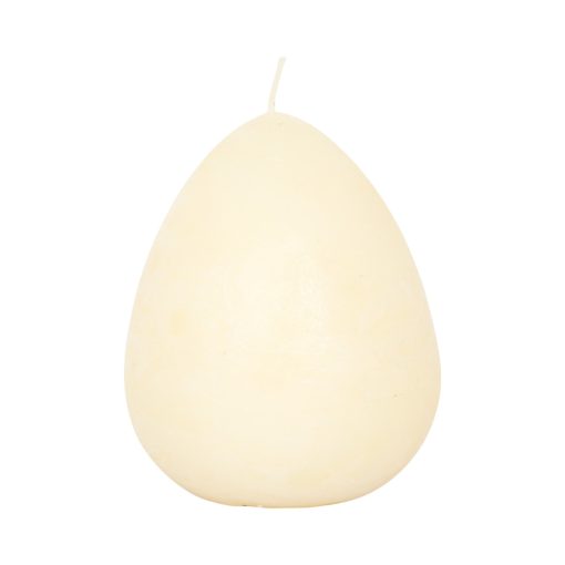 Eggformet stearinlys, gjennomfarget kremfarget, 10 cm.