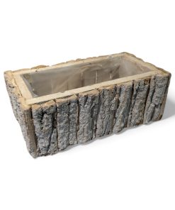 Kurv, firkantet aflang skjuler i hvid naturbark 13 x 24 cm.