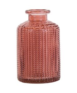 Glasvase med mønster, rosa, 10 cm